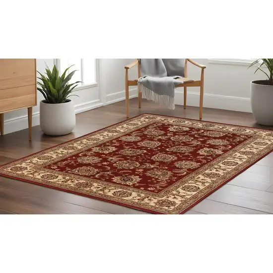 8' Red And Ivory Oriental Square Rug Photo 1