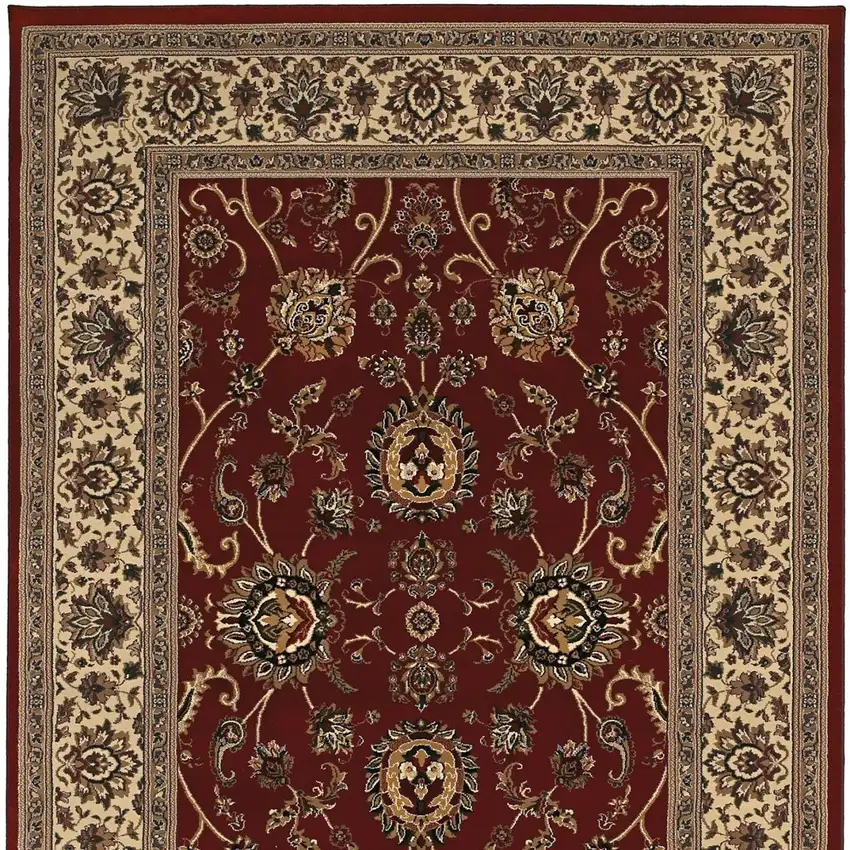 8' Red And Ivory Oriental Square Rug Photo 5