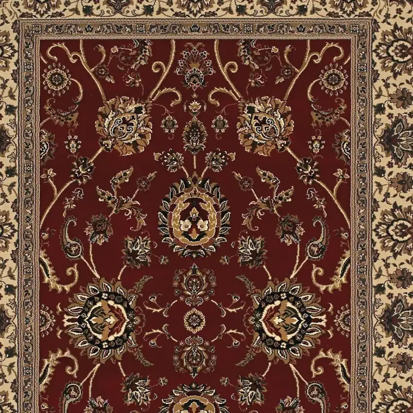 8' Red And Ivory Oriental Square Rug Photo 4