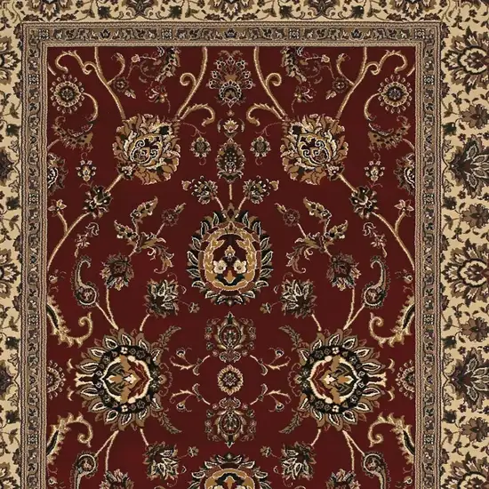 8' Red And Ivory Oriental Square Rug Photo 4