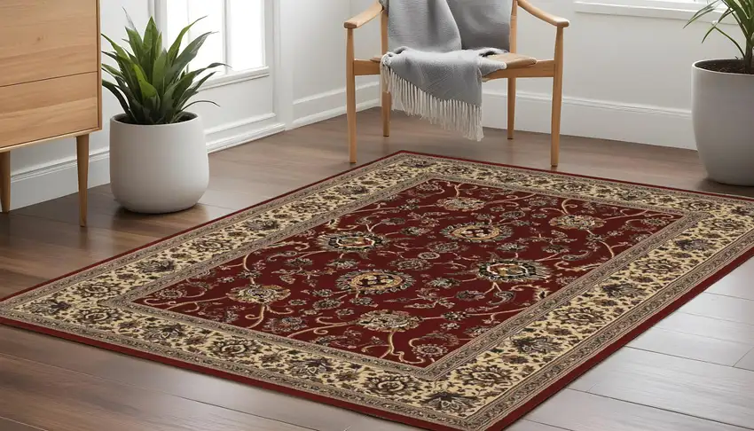 8' Red And Ivory Oriental Square Rug Photo 1