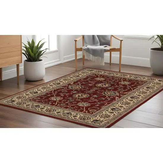 8' Red And Ivory Oriental Square Rug Photo 1