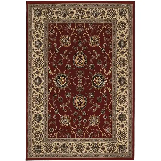 8' Red And Ivory Oriental Square Rug Photo 2