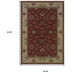 Photo of 8' Red And Ivory Oriental Square Rug