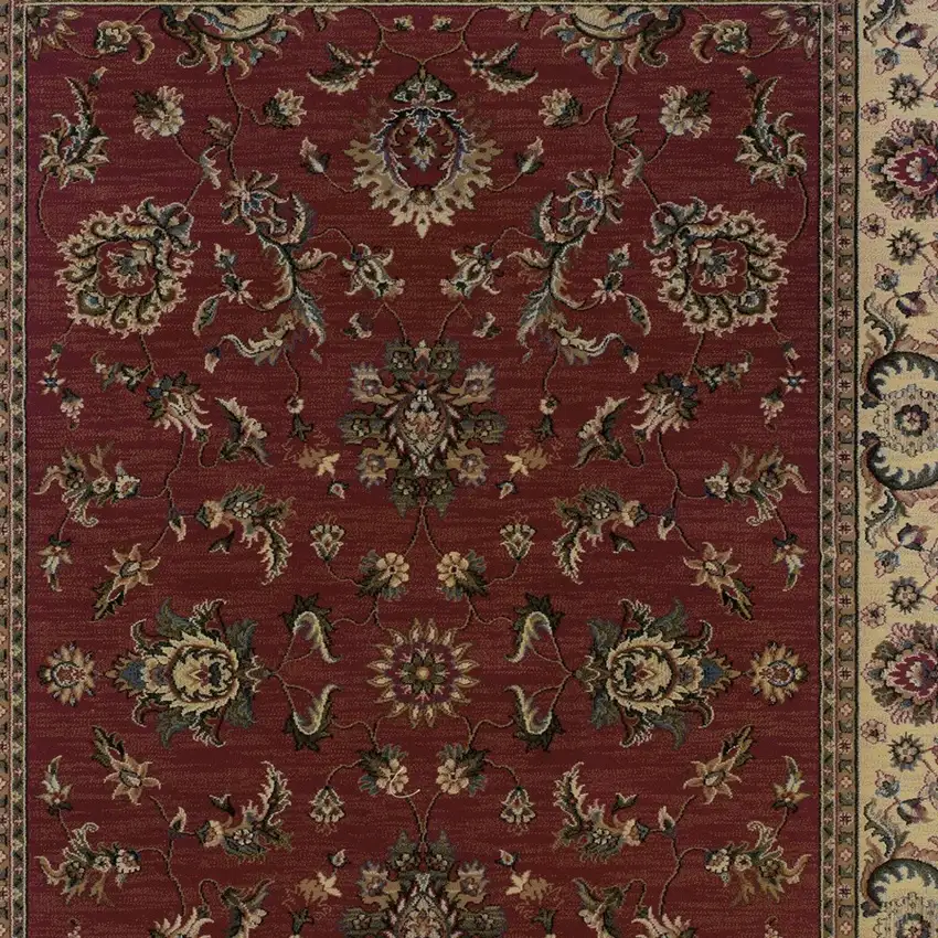 8' Red And Ivory Oriental Square Rug Photo 4