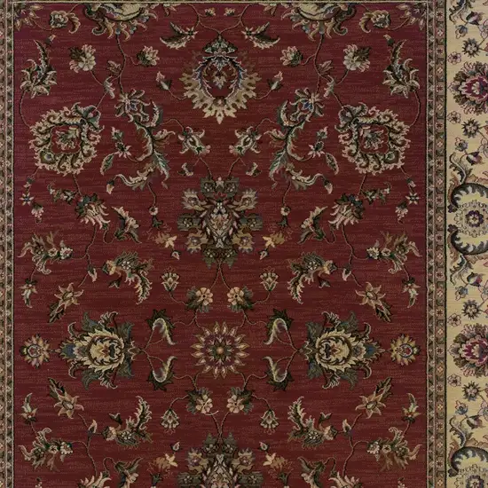 8' Red And Ivory Oriental Square Rug Photo 4