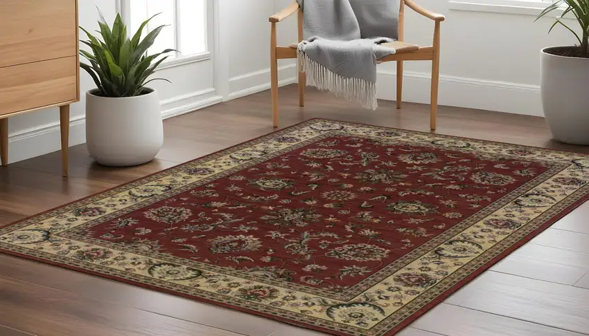 8' Red And Ivory Oriental Square Rug Photo 1