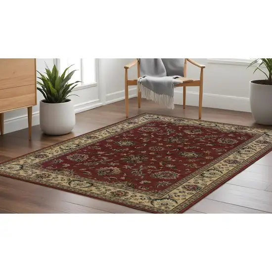 8' Red And Ivory Oriental Square Rug Photo 1