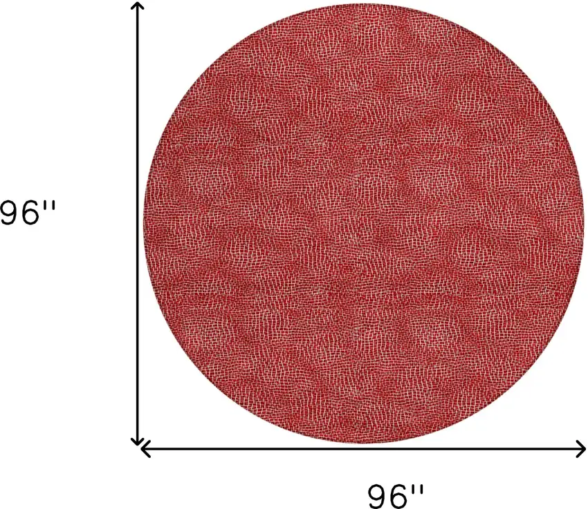 8' Red And Ivory Round Geometric Washable Indoor Outdoor Area Rug Photo 9