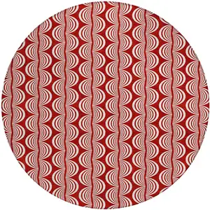Photo of 8' Red And Ivory Round Ogee Washable Indoor Outdoor Area Rug