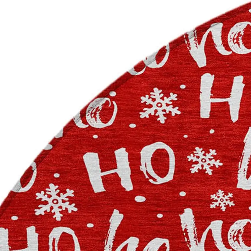 8' Red And Ivory Round Polka Dot Washable Indoor Outdoor Area Rug Photo 3