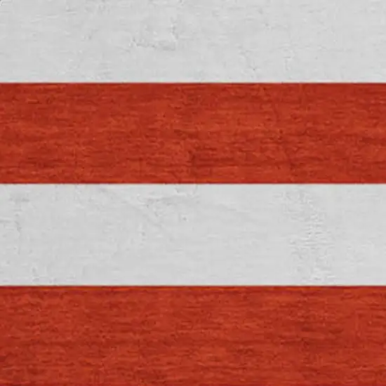 8' Red And Ivory Striped Washable Round Rug With UV Protection Photo 3