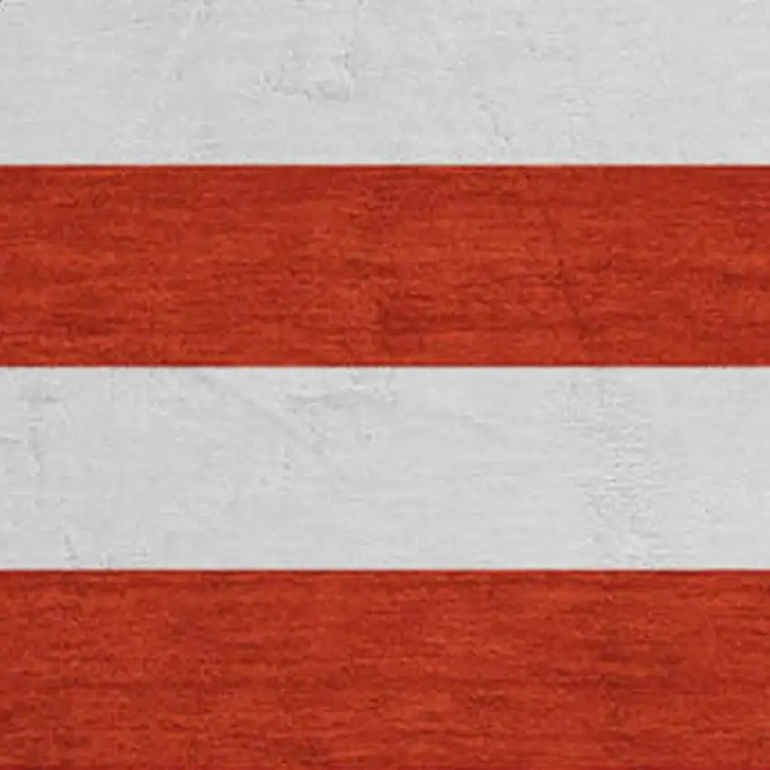 8' Red And Ivory Striped Washable Round Rug With UV Protection Photo 3