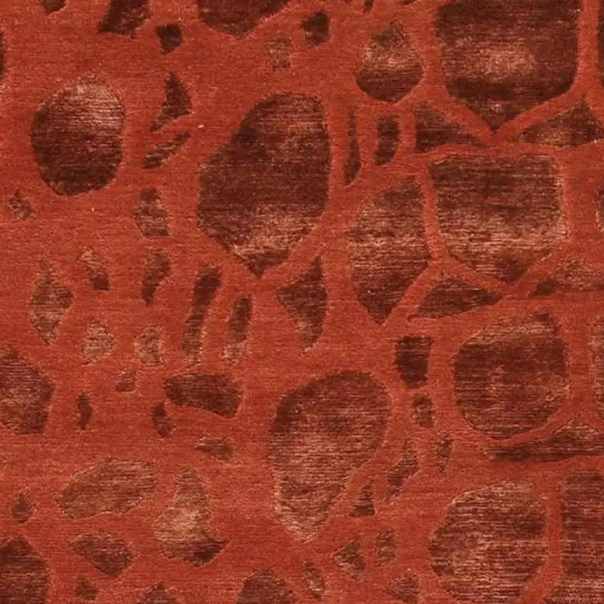 8' Red And Orange Animal Print Hand Knotted Area Rug Photo 3