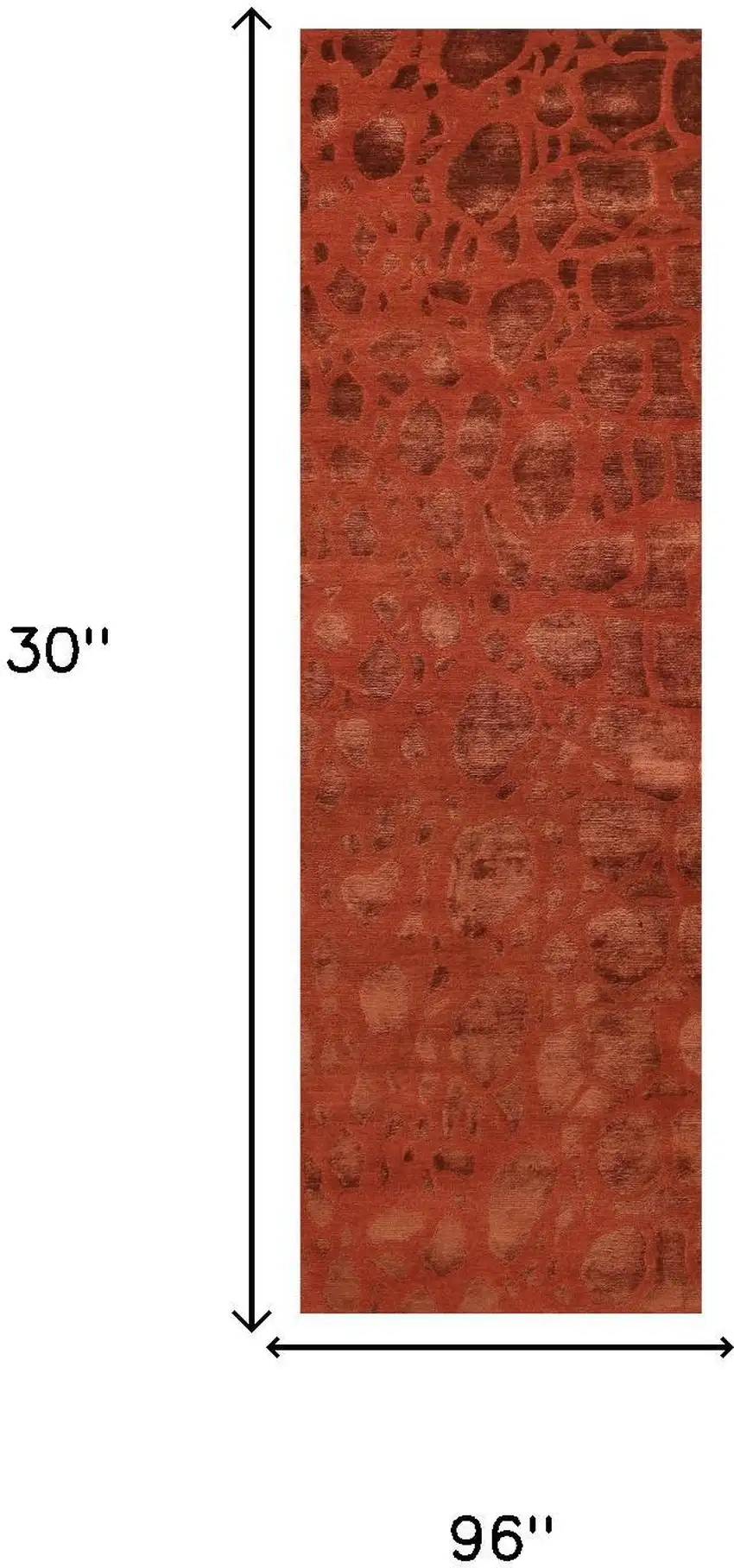 8' Red And Orange Animal Print Hand Knotted Area Rug Photo 5