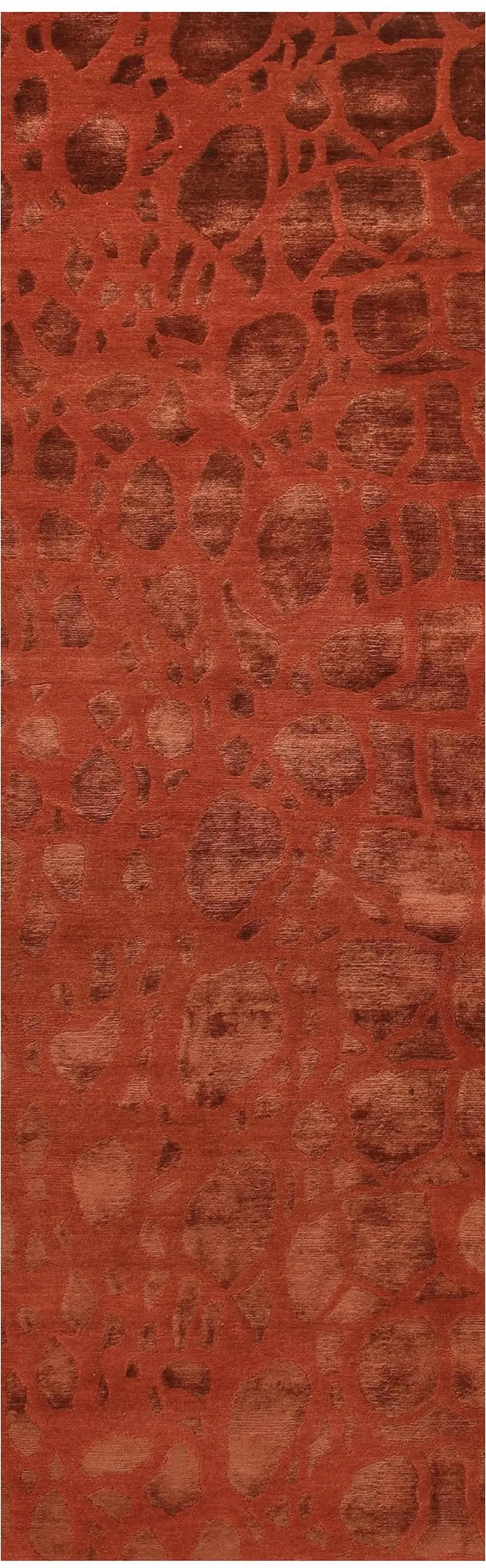 8' Red And Orange Animal Print Hand Knotted Area Rug Photo 2