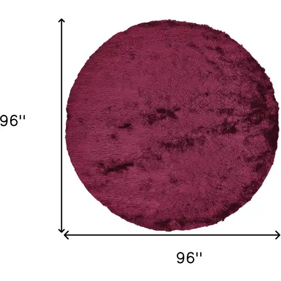 8' Red And Purple Round Shag Tufted Handmade Area Rug Photo 5