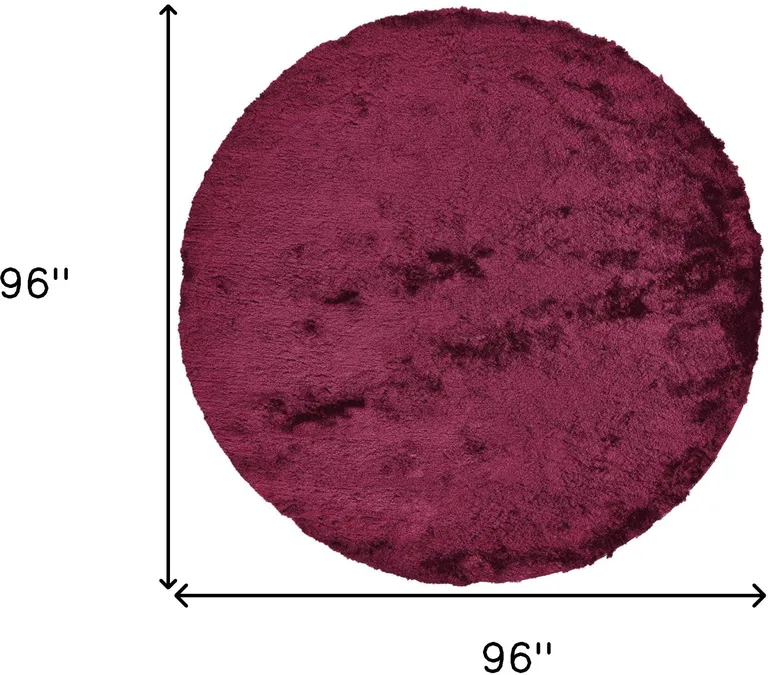 8' Red And Purple Round Shag Tufted Handmade Area Rug Photo 3