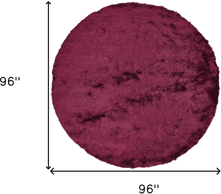 8' Red Purple Shag Hand Tufted Round Rug Photo 3
