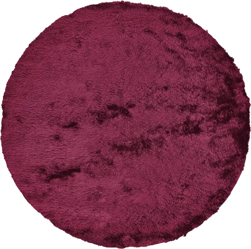 8' Red Purple Shag Hand Tufted Round Rug Photo 2