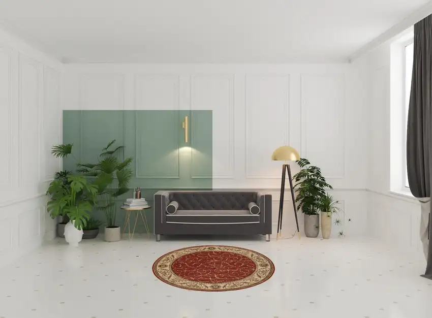 6' Red And Tan Floral Non Skid Round Rug Photo 1