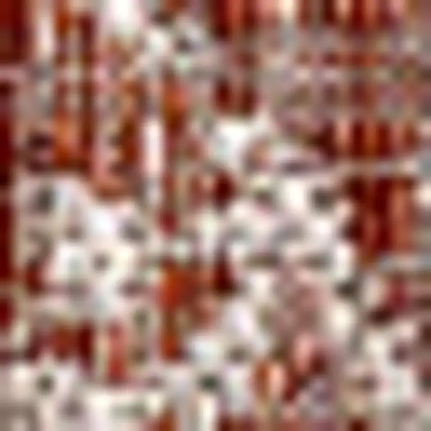 5' Red And Taupe Square Medallion Indoor Outdoor Area Rug Photo 2