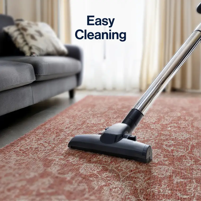 9' Red And Taupe Square Medallion Indoor Outdoor Area Rug Photo 6