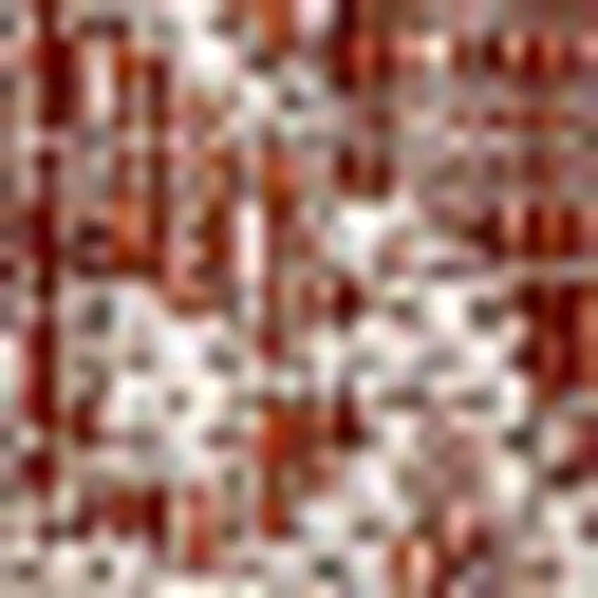 9' Red And Taupe Square Medallion Indoor Outdoor Area Rug Photo 2