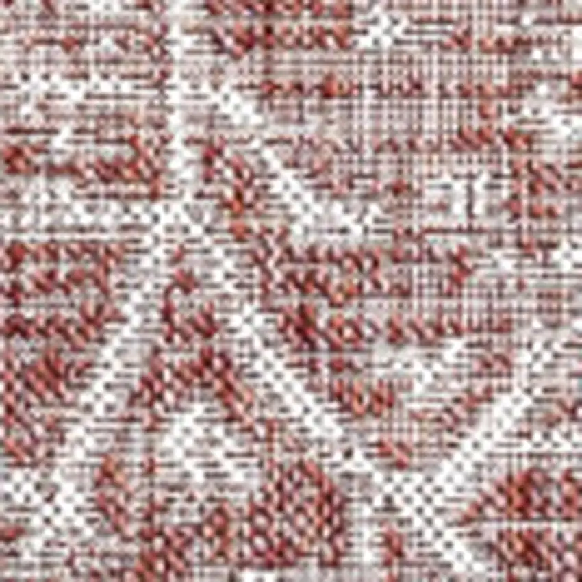 6' Red And Taupe Square Medallion Indoor Outdoor Area Rug Photo 3