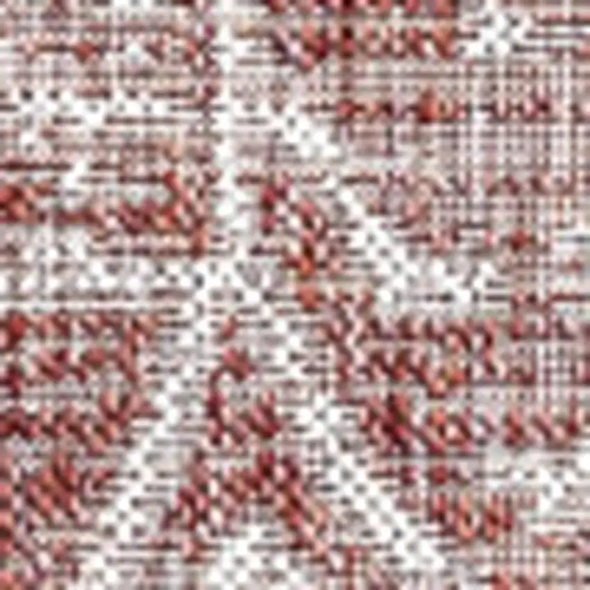 6' Red And Taupe Square Medallion Indoor Outdoor Area Rug Photo 2