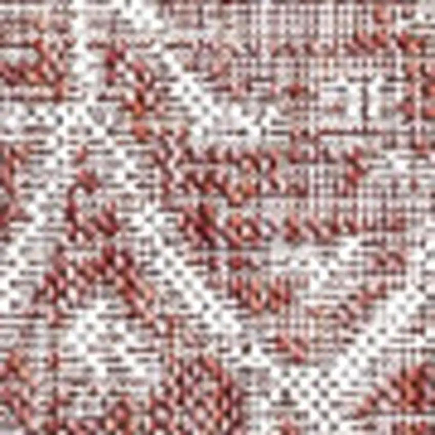 8' Red And Taupe Square Medallion Indoor Outdoor Area Rug Photo 2