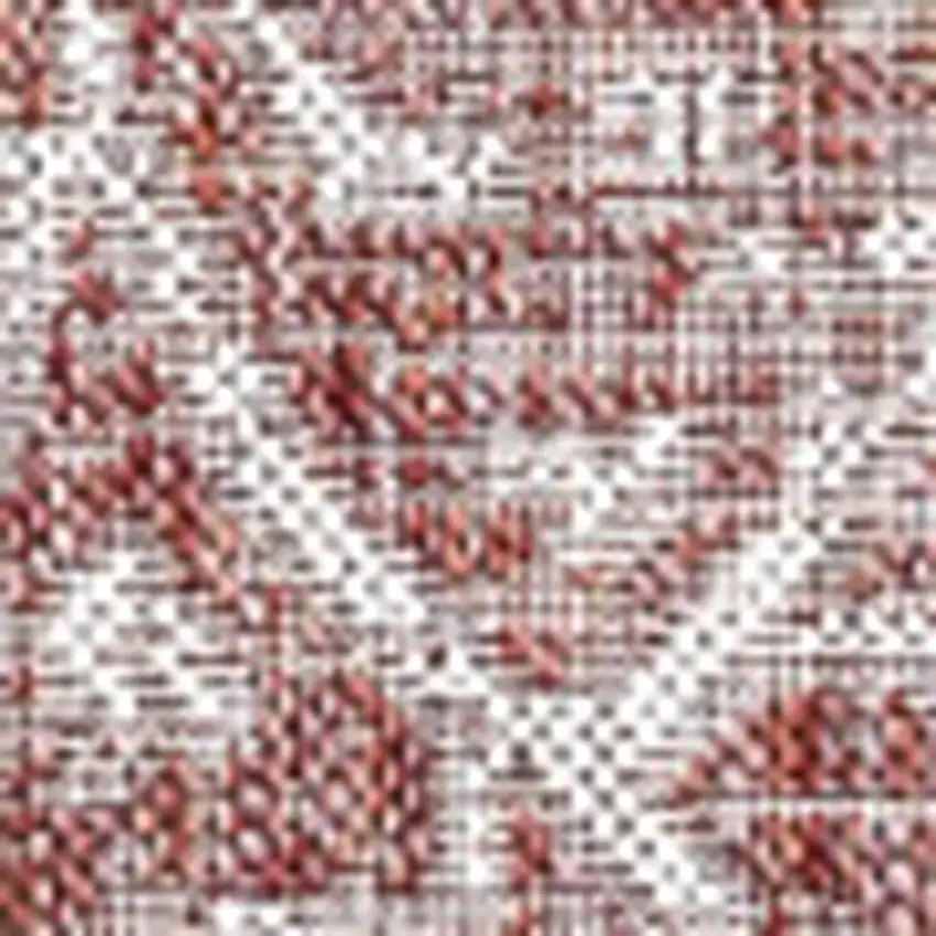 9' Red And Taupe Square Medallion Indoor Outdoor Area Rug Photo 2