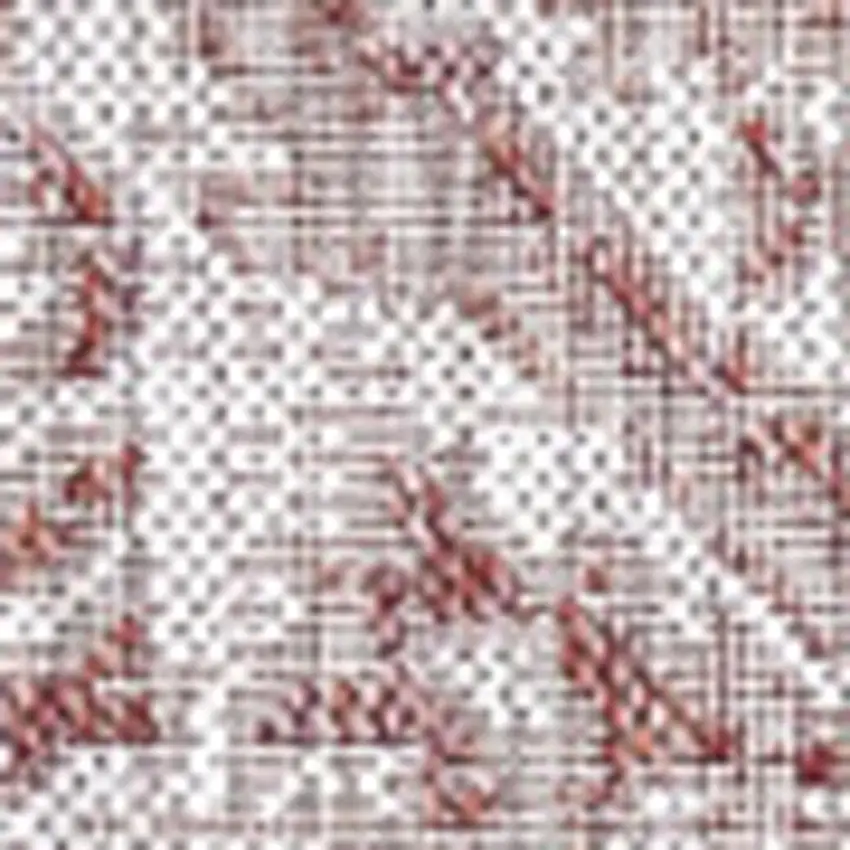 6' Red And Taupe Square Medallion Indoor Outdoor Area Rug Photo 2