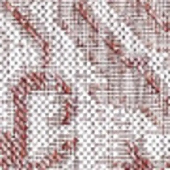 8' Red And Taupe Square Medallion Indoor Outdoor Area Rug Photo 2