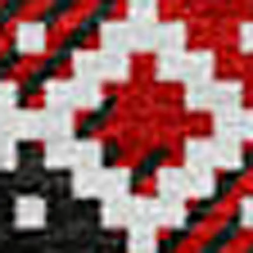 8' Red Black And Ivory Round Animal Print Washable Indoor Outdoor Area Rug Photo 4