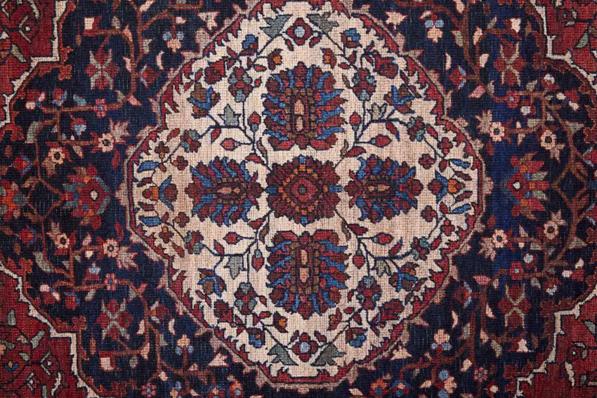 8' Red Blue And Tan Floral Power Loom Runner Rug Photo 6