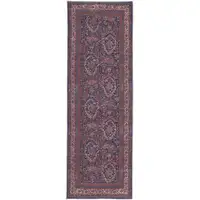 Photo of 8' Red Blue And Tan Floral Power Loom Runner Rug