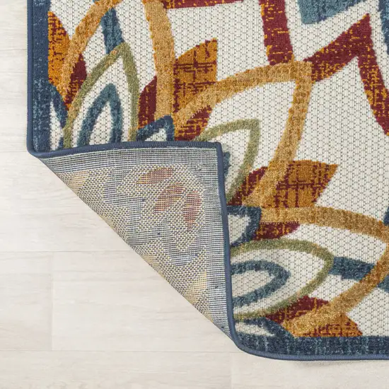 8' Red Blue And Yellow Medallion Indoor Outdoor Runner Rug Photo 7