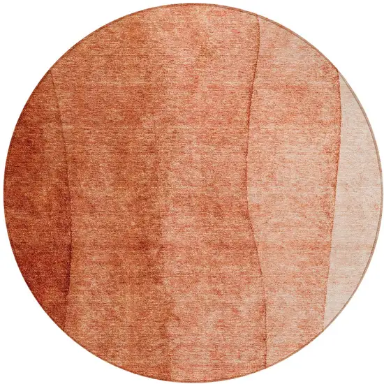 8' Red Copper And Terra Cotta Round Ombre Washable Indoor Outdoor Area Rug Photo 6