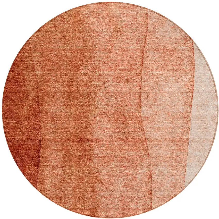 8' Red Copper And Terra Cotta Round Ombre Washable Indoor Outdoor Area Rug Photo 6