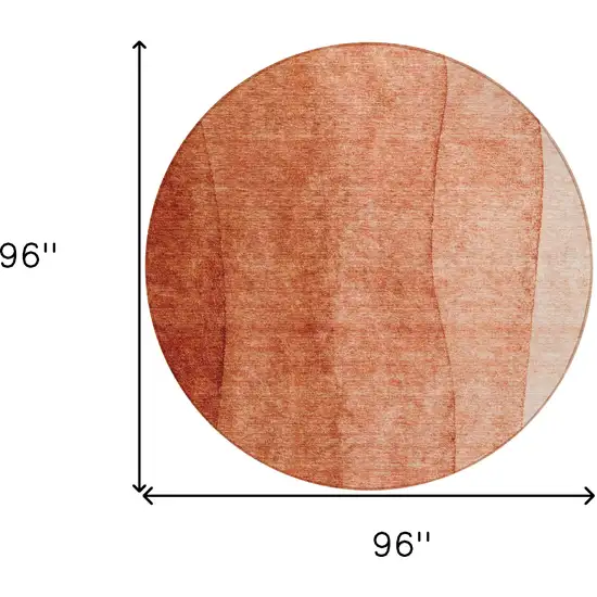 8' Red Copper And Terra Cotta Round Ombre Washable Indoor Outdoor Area Rug Photo 3