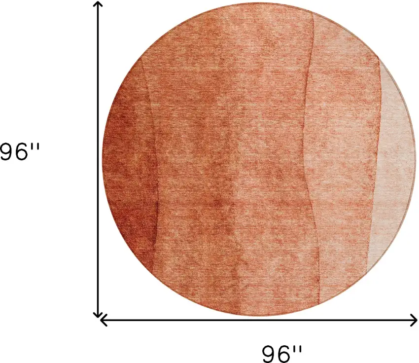 8' Red Copper And Terra Cotta Round Ombre Washable Indoor Outdoor Area Rug Photo 3