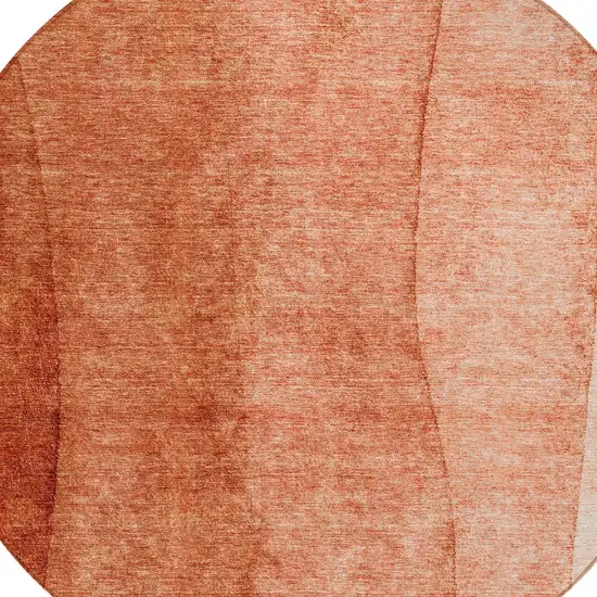 8' Red Copper And Terra Cotta Round Ombre Washable Indoor Outdoor Area Rug Photo 5