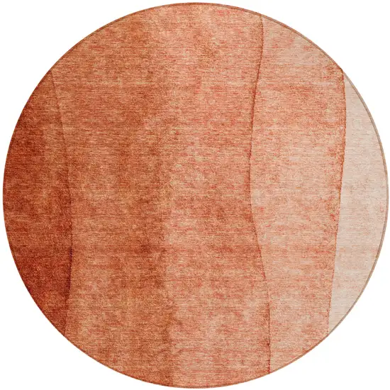 8' Red Copper And Terra Cotta Round Ombre Washable Indoor Outdoor Area Rug Photo 2