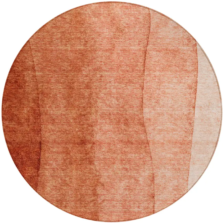 8' Red Copper And Terra Cotta Round Ombre Washable Indoor Outdoor Area Rug Photo 2