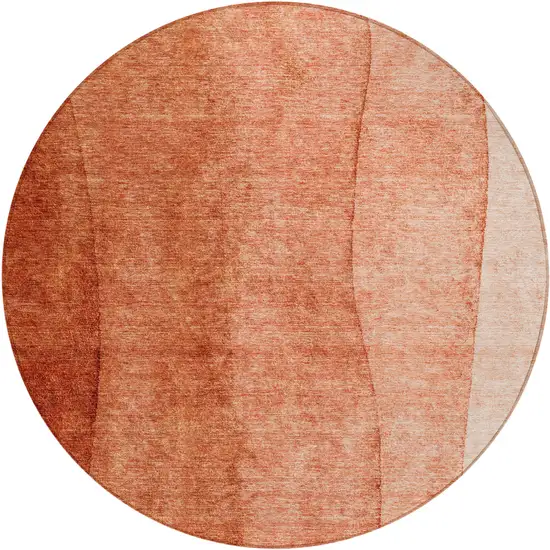 8' Red Copper And Terra Cotta Round Ombre Washable Indoor Outdoor Area Rug Photo 2