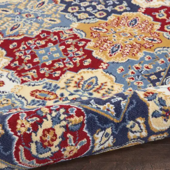 8' Red Damask Power Loom Runner Rug Photo 9