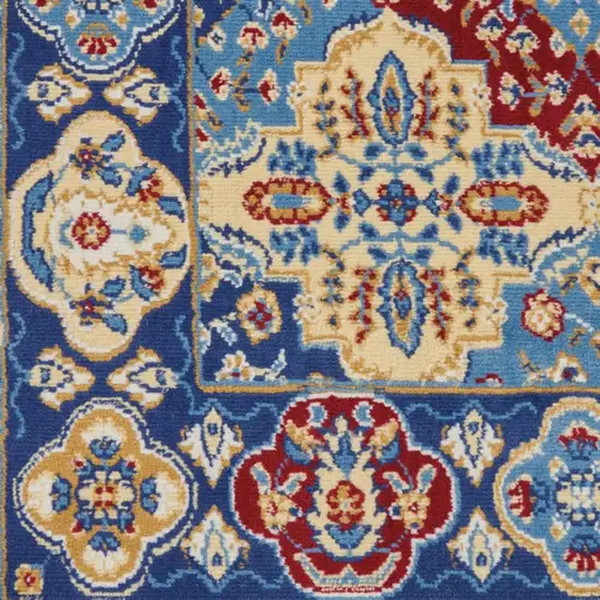 8' Red Damask Power Loom Runner Rug Photo 1