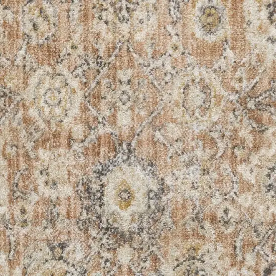 6' Red Floral Worn Faded Runner Rug Photo 3