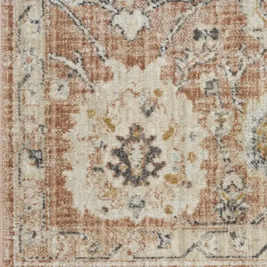 6' Red Floral Worn Faded Runner Rug Photo 7